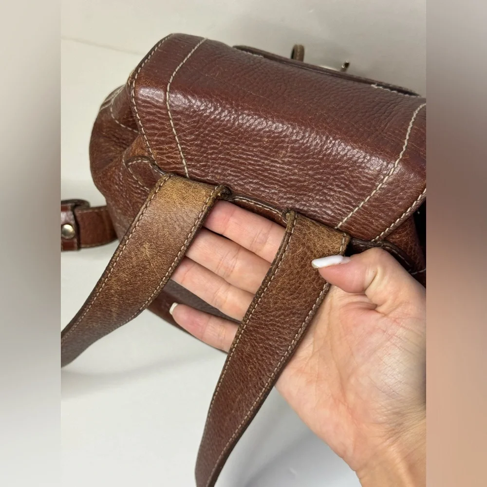 BURBERRY Vintage Brown Leather Small Backpack